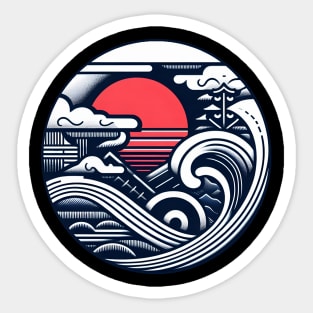 The Sun and wave Japanese ambiance Sticker